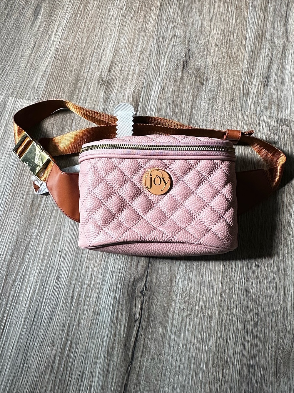 Joy Mangano Quilted Pink Leather Waist Belt Bag Fanny Pack